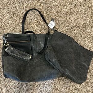 Free People Vegan Leather Tote Bag with two extra pouches